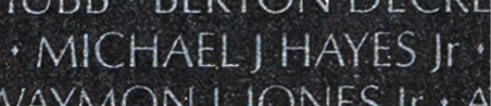 Private First Class Michael J. Hayes, Jr. engraved name on The Wall